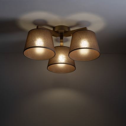 Brilagi - Lakke kinnitatav lühter LATTE SABIA 3xE27/60W/230V männipuit/pruun