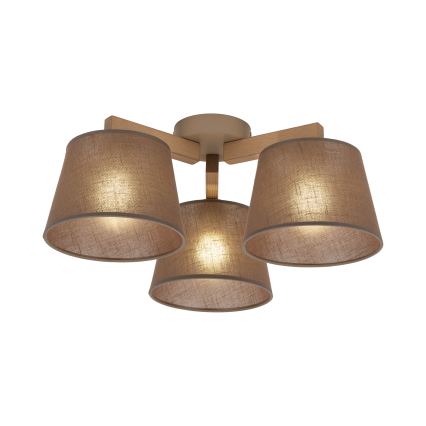 Brilagi - Lakke kinnitatav lühter LATTE SABIA 3xE27/60W/230V männipuit/pruun