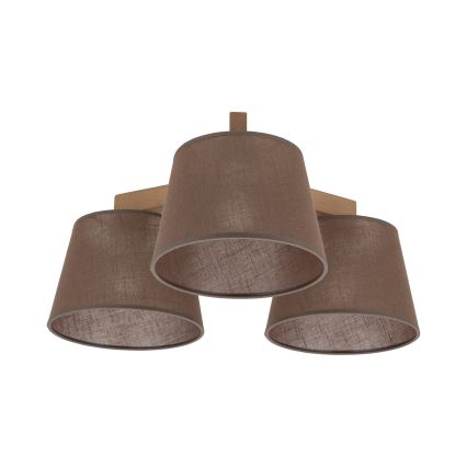Brilagi - Lakke kinnitatav lühter LATTE SABIA 3xE27/60W/230V männipuit/pruun
