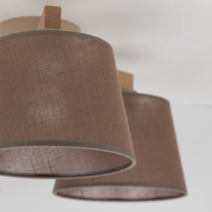 Brilagi - Lakke kinnitatav lühter LATTE SABIA 3xE27/60W/230V männipuit/pruun