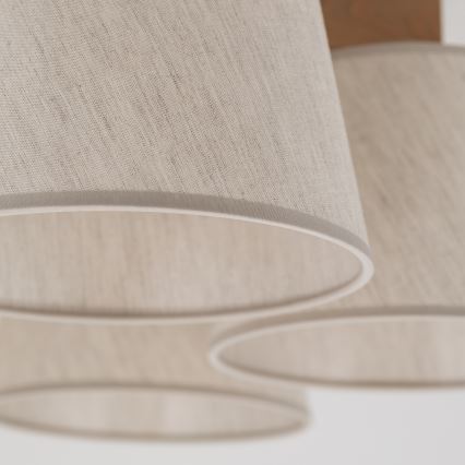 Brilagi - Lakke kinnitatav lühter LATTE SABIA 5xE27/15W/230V männipuit/kreem