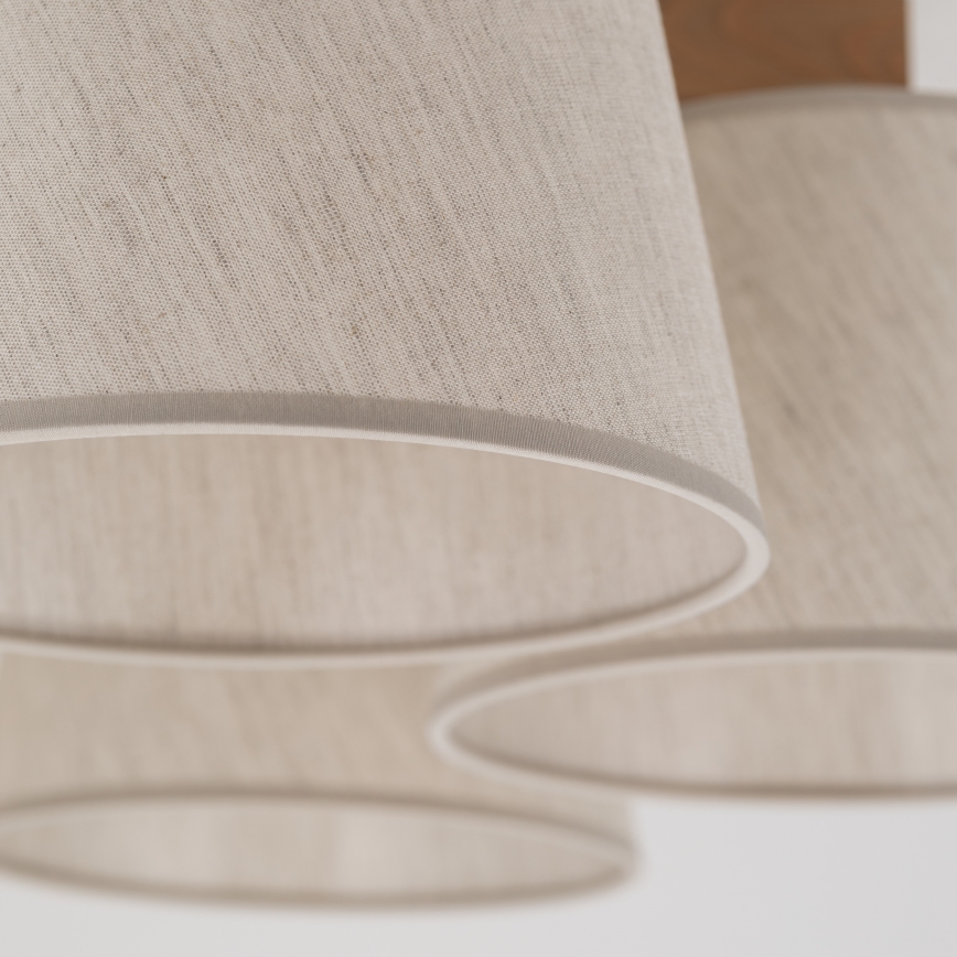 Brilagi - Lakke kinnitatav lühter LATTE SABIA 5xE27/15W/230V männipuit/kreem