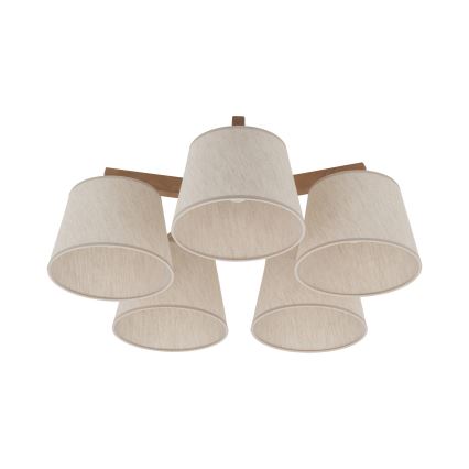Brilagi - Lakke kinnitatav lühter LATTE SABIA 5xE27/60W/230V männipuit/kreem