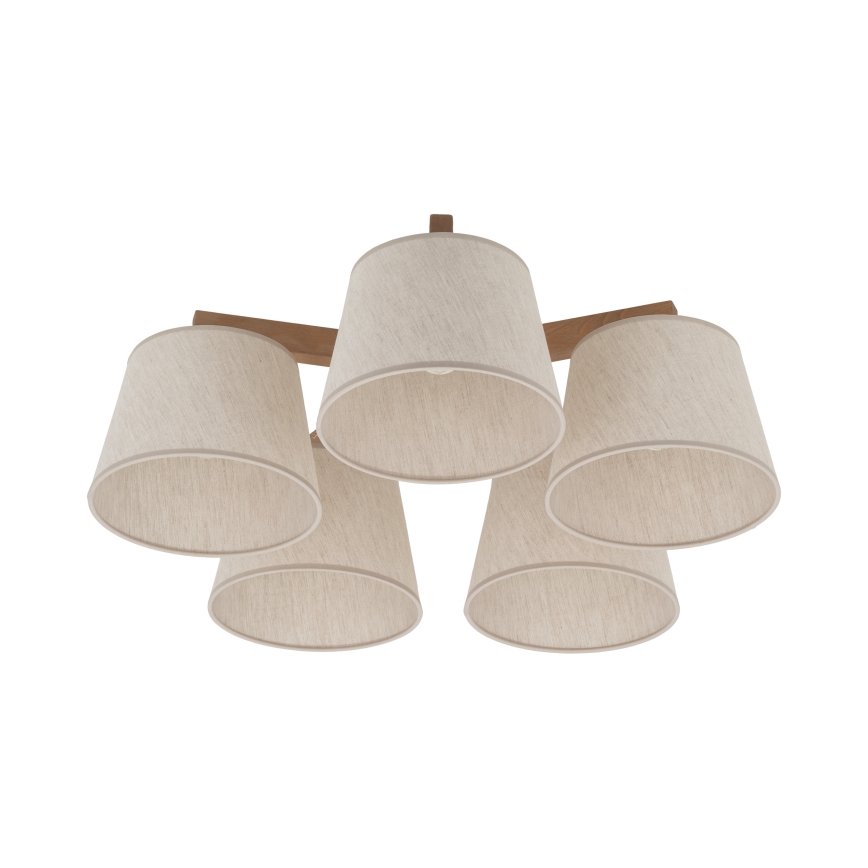 Brilagi - Lakke kinnitatav lühter LATTE SABIA 5xE27/60W/230V männipuit/kreem