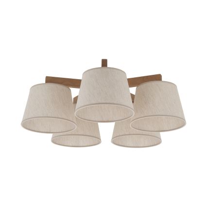 Brilagi - Lakke kinnitatav lühter LATTE SABIA 5xE27/60W/230V männipuit/kreem