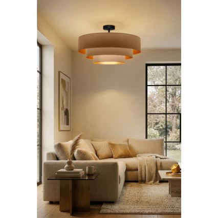 Brilagi - Lakke kinnitatav lühter LUNETA 3xE27/60W/230V läbimõõt 80 cm beež/kuldne
