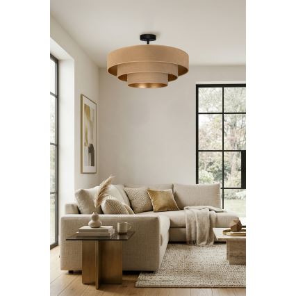 Brilagi - Lakke kinnitatav lühter LUNETA 3xE27/60W/230V läbimõõt 80 cm beež/kuldne
