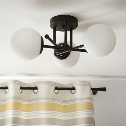 Brilagi - lakke kinnitatav lühter MALIVA 3xE14/15W/230V must/valge