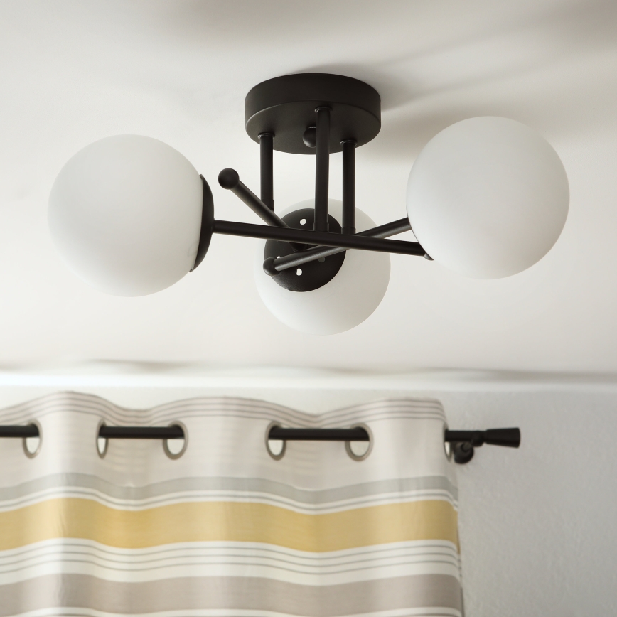 Brilagi - lakke kinnitatav lühter MALIVA 3xE14/15W/230V must/valge