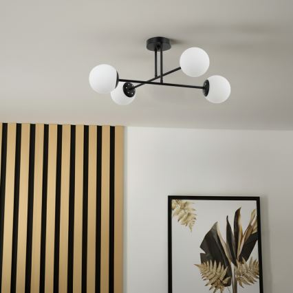 Brilagi - Lakke kinnitatav lühter MALIVA 4xE14/15W/230V must/valge