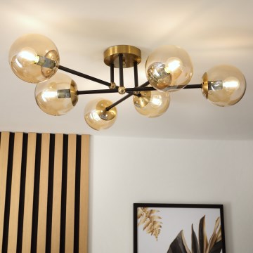 Brilagi - Lakke kinnitatav lühter MALIVA 6xE14/15W/230V kuldne