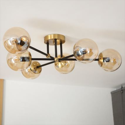 Brilagi - Lakke kinnitatav lühter MALIVA 6xE14/15W/230V kuldne