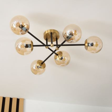 Brilagi - Lakke kinnitatav lühter MALIVA 6xE14/15W/230V kuldne