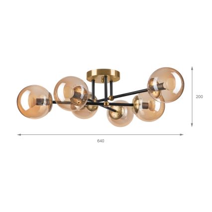 Brilagi - Lakke kinnitatav lühter MALIVA 6xE14/15W/230V kuldne