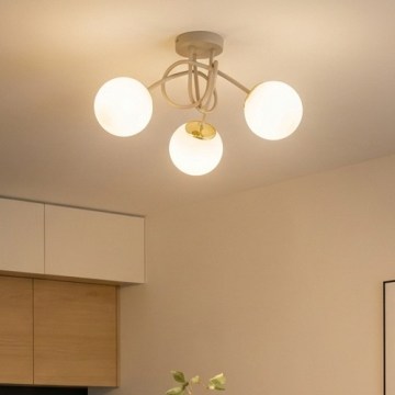 Brilagi - lakke kinnitatav lühter MILO ECRU 3xE27/60W/230V beež/kuldne