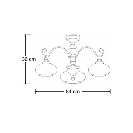 BRILAGI - Lakke kinnitatav lühter MOLLERO 3xE27/15W/230V, läbimõõt 84 cm, pronks/patina
