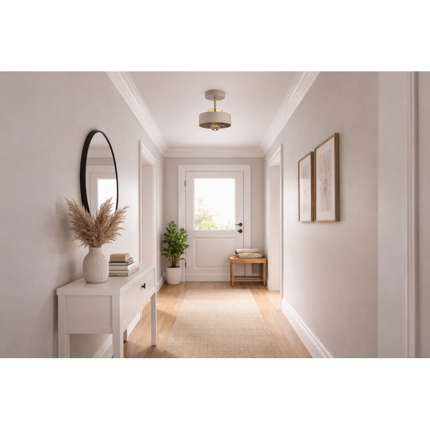 Brilagi - lakke kinnitatav lühter SPRING 1xE27/60W/230V beež/kuldne