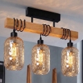 BRILAGI - lakke kinnitatav lühter WOOD GLASS 3xE27/60W/230V mänd/must/suitsupruun