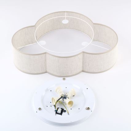 Brilagi - Laste laelamp NIMBUS LINEN 4xE27/15W/230V beež