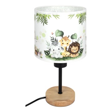 Brilagi - Laste laualamp BOBO WOOD 1xE27/25W/230V tamm/must/valge/roheline/džungel