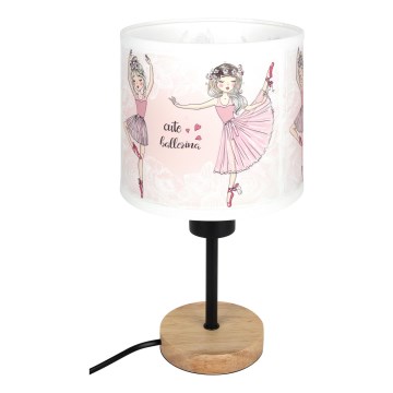 Brilagi - Laste laualamp BOBO WOOD 1xE27/25W/230V tamm/must/valge/roosa/balletikingad