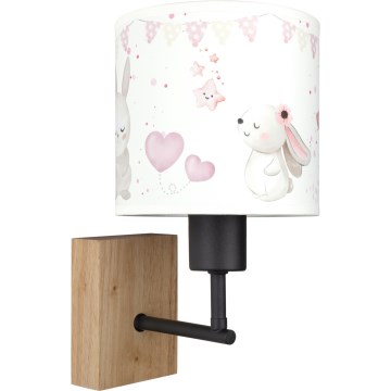 BRILAGI - Laste seinavalgusti BOBO WOOD 1xE27/25W/230V tamm/must/kreemjas/jänesed