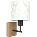 BRILAGI - Laste seinavalgusti BOBO WOOD 1xE27/25W/230V tamm/must/valge/jänesed