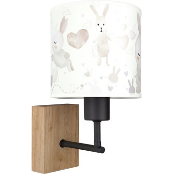 BRILAGI - Laste seinavalgusti BOBO WOOD 1xE27/25W/230V tamm/must/valge/jänesed