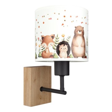 BRILAGI - Laste seinavalgusti BOBO WOOD 1xE27/25W/230V tamm/must/valge/loomakujutised