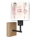 BRILAGI - Laste seinavalgusti BOBO WOOD 1xE27/25W/230V tamm/must/valge/roosa/baleriinid