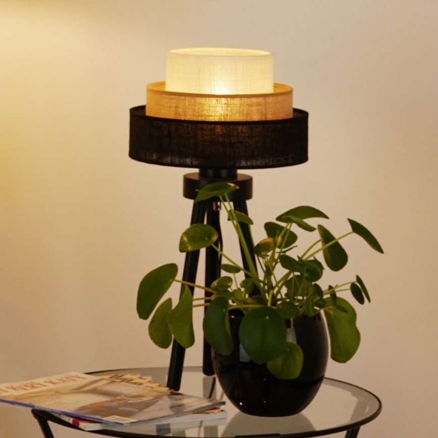 Brilagi - Laualamp ASPEN LUNETA 1xE27/15W/230V must/beež/kreemikas