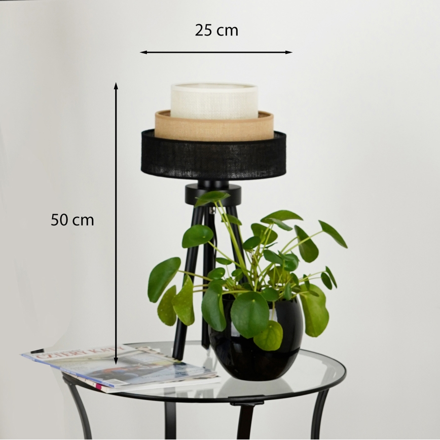 Brilagi - Laualamp ASPEN LUNETA 1xE27/15W/230V must/beež/kreemikas