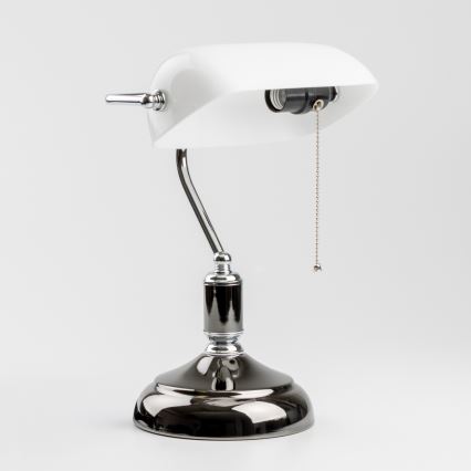 Brilagi - laualamp BANK OFFICE 1xE27/60W/230V must/hõbedane/valge