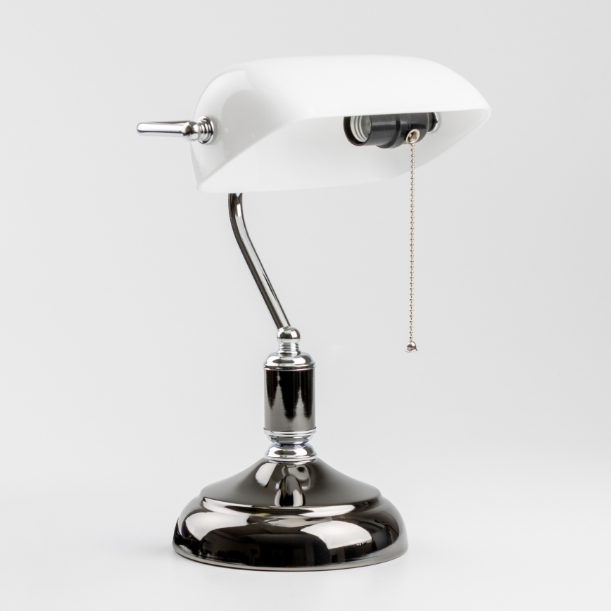 Brilagi - laualamp BANK OFFICE 1xE27/60W/230V must/hõbedane/valge