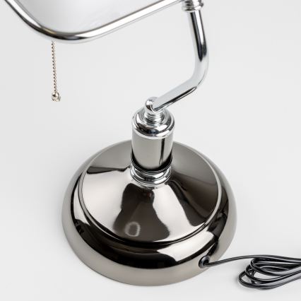 Brilagi - laualamp BANK OFFICE 1xE27/60W/230V must/hõbedane/valge