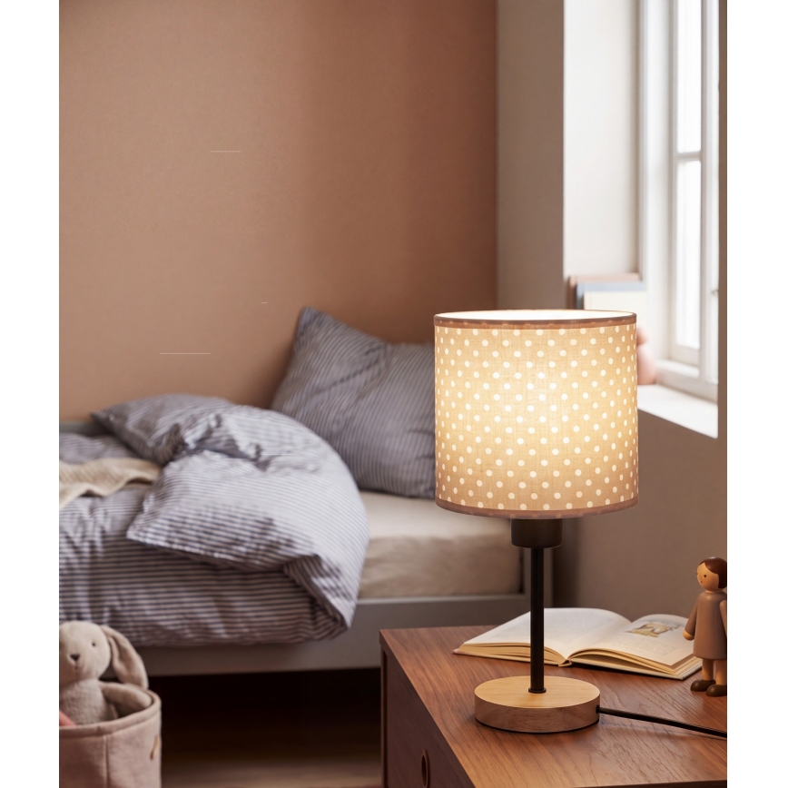 BRILAGI - Laste laualamp BOBO WOOD 1xE27/25W/230V tamm/must/beež/täpiline