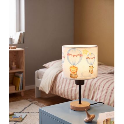 BRILAGI - Laste laualamp BOBO WOOD 1xE27/25W/230V tamm/must/valge/loomakujundusega