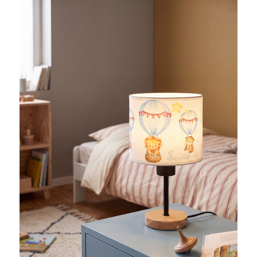 BRILAGI - Laste laualamp BOBO WOOD 1xE27/25W/230V tamm/must/valge/loomakujundusega