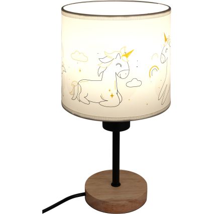 BRILAGI - Laste lauavalgusti BOBO WOOD 1xE27/25W/230V tamm/must/valge/ükssarvikud
