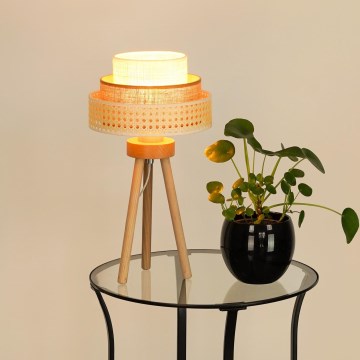 Brilagi - Laualamp CEDAR LUNETA 1xE27/15W/230V rotang/pruun/kreemikas