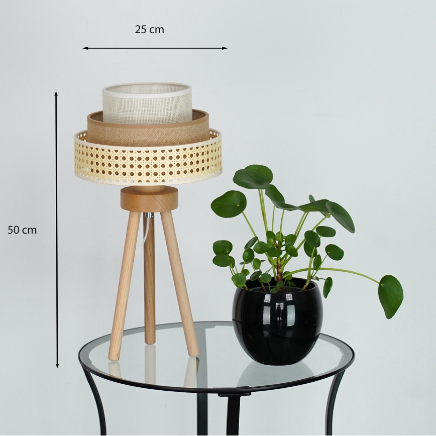 Brilagi - Laualamp CEDAR LUNETA 1xE27/15W/230V rotang/pruun/kreemikas