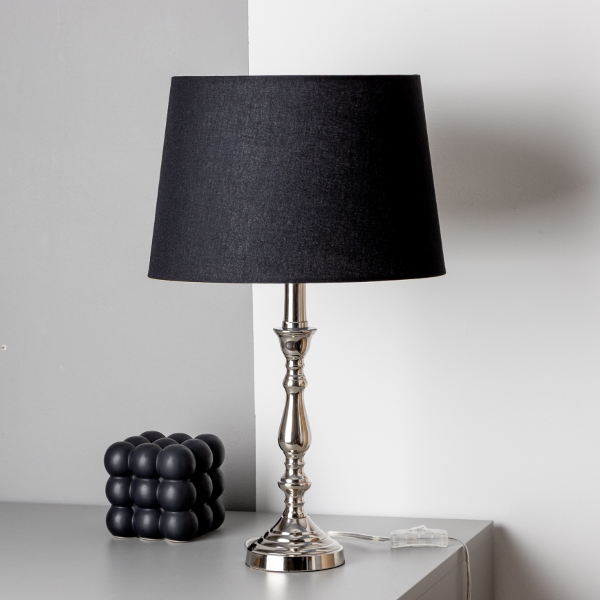 Brilagi - Laualamp CERIA 1xE27/60W/230V läbimõõt 30 cm läikiv kroom/must