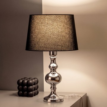 BRILAGI - Laualamp CERIA 1xE27/60W/230V Ø 30 cm läikiv kroom/must