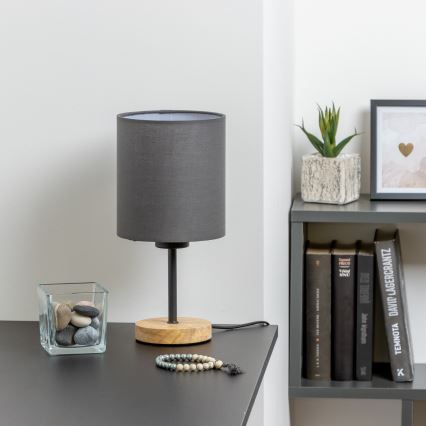 Brilagi - Laualamp NUBILA WOOD 1xE27/25W/230V tamm/antratsiit