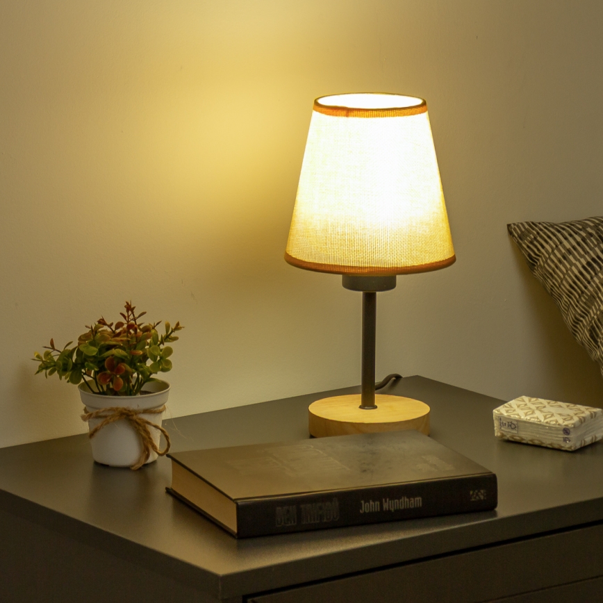 Brilagi - Laualamp NUBILA WOOD 1xE27/25W/230V tamm/helepruun
