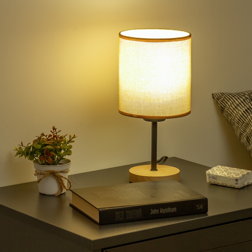 Brilagi - Laualamp NUBILA WOOD 1xE27/25W/230V tamm/helepruun