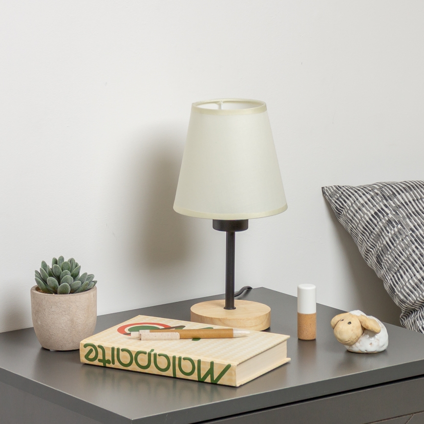 Brilagi - Laualamp NUBILA WOOD 1xE27/25W/230V tamm/kreemikas