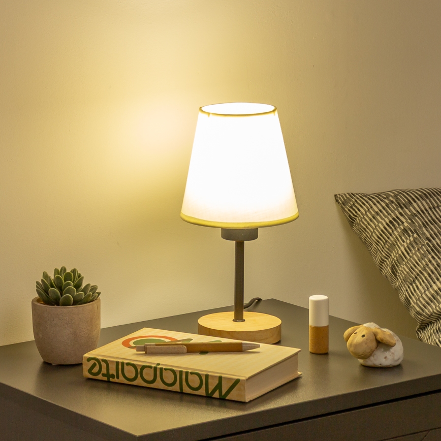 Brilagi - Laualamp NUBILA WOOD 1xE27/25W/230V tamm/kreemikas