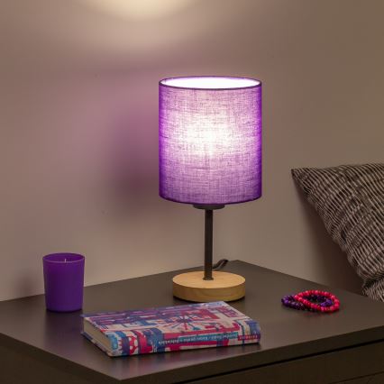 Brilagi - Laualamp NUBILA WOOD 1xE27/25W/230V tamm/lilla
