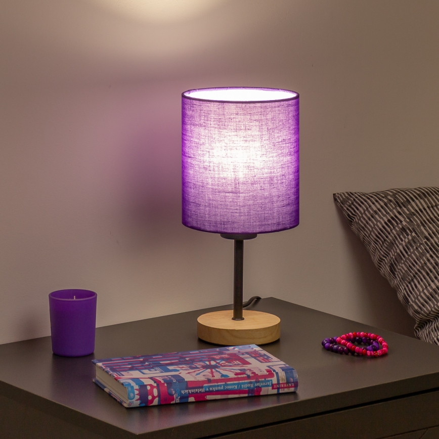 Brilagi - Laualamp NUBILA WOOD 1xE27/25W/230V tamm/lilla